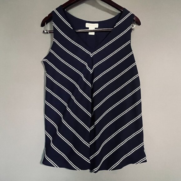 Cynthia Rowley Tops - Cynthia Rowley Navy Pin Striped  Sleeveless Blouse L